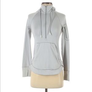 Athleta gray and white stripe 1/4 zip up hoodie